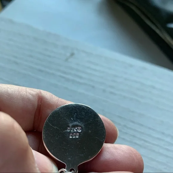 Sterling Silver Pierced Earrings with Black & Brown Enamel Disks - Picture 3 of 8